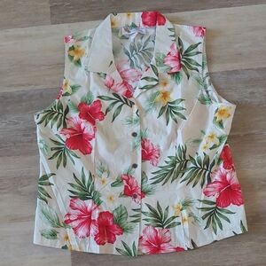 NWOT Alohawears Women's Sleeveless Floral Button Down Shirt Size 2X